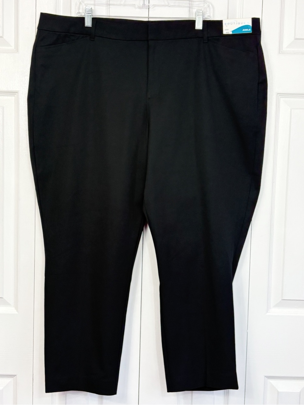 NWT Boutique+ Black Slimming Stretch High-Rise Tapered Ankle Pants 24W